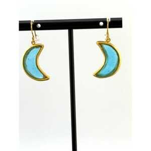 Michael Vincent Michaud 18K Gold Plated Moon Wire Earrings